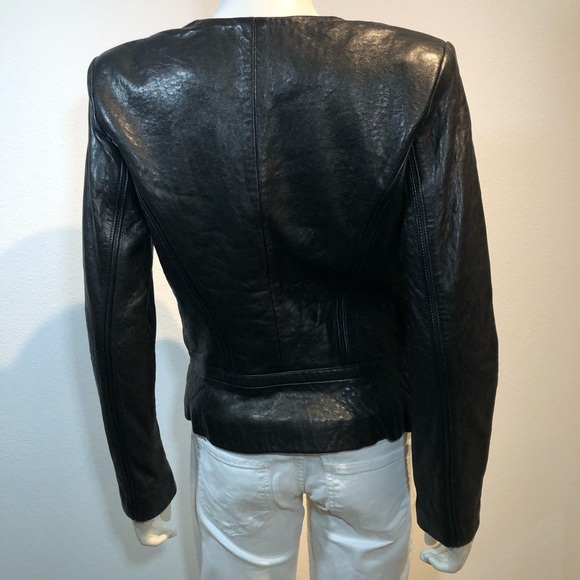 IRO ‘Imaei’ Black Asymmetrical Zipper Biker Moto Lamb Leather Jacket - Picture 9 of 12